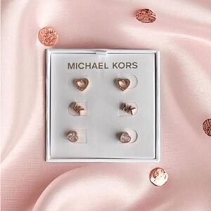 Michael Kors Rose Gold 3 Pair Earring Set